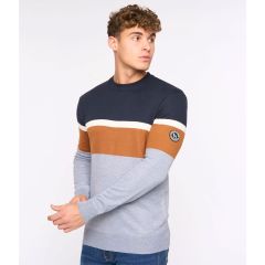 Showing the Front Easedale Crew Knit Grey Marl By Bewley & Ritch