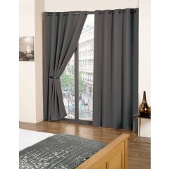 Cali Charcoal Blackout Eyelet Readymade Curtains