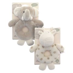 Eco Friendly Elli and Raff plush ring rattle baby toy made from recycled fibres
