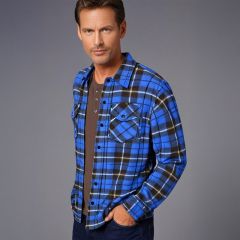 Men's Check Fleece Shirt Electric Blue