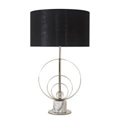 Modern Black Shade Table Lamp with Chrome Ring Base at Guineys Ireland