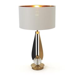 Modern Gold Table Lamp with White Round Fabric Shade at Guineys Ireland