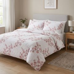 Eloise Seersucker Supersoft Pink Floral Duvet Cover Set