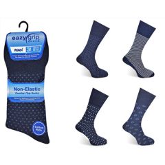 Mens Eazy Grip Non Elastic Socks Navy Assorted