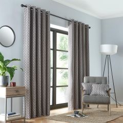 Prado Grey & Terracotta Readymade Eyelet Curtains