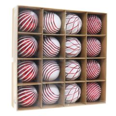 showing the 16pk Fancy Red Christmas Baubles 6cm