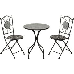 Ferne Patio Dining Set - Black/Grey Leaf