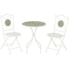 Ferne Patio Dining Set - White/Green Leaf