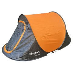 Pop-up 2 person waterproof festival tent with PU-coated polyester outer and waterproof groundsheet