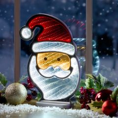 Festive infinity Santa head LED mirror light USB-powered Christmas décor