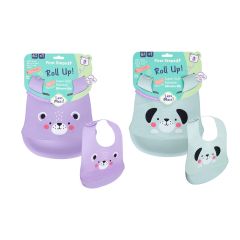 Pack of 2 BPA free baby food storage pots with resealable lids and weaning spoon in assorted colours