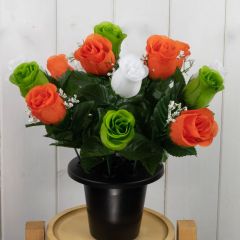 Artificial Flowers Rosebud Grave Pot