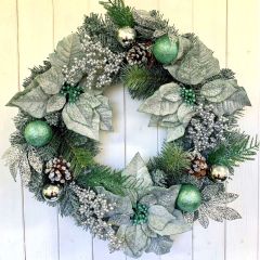 Christmas Mint & Silver Wreath 56cm