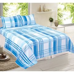 Flannelette Sheet Sets 100% Cotton Check Blue at Guineys Ireland