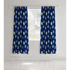 Catherine Lansfield Football Easy Care Pencil Pleat Curtains Blue