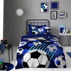 Football Fun Blue Duvet Cover Set Single