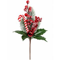 Frosted Candy Cane Christmas Pick 27cm