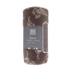Floral tablecloth with bees, packaged on a cardboard hanger. It features images of plates and utensils, labeled "wipe clean with flannel backing."
