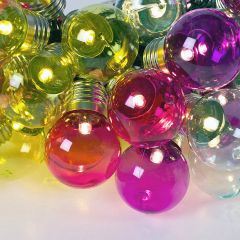 GardenKraft 50 Multicoloured LED Retro Globe String Lights – Indoor & Outdoor