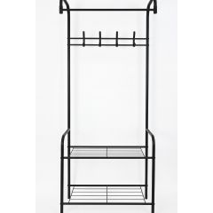 metal garment and shoe rack with hanging rail and shelves 60x30x170cm