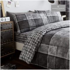Gaveno Cavailia Denim Check Grey Duvet Cover Set at Guineys Ireland
