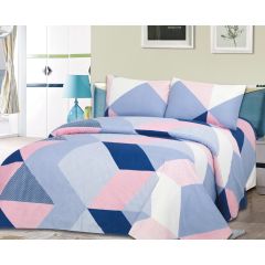 Soft Touch Microfibre Duvet Cover Set Geo Pink