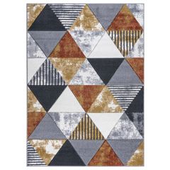 Geometric Orange Grey Rug