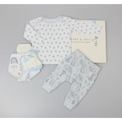 Pure & Soft Dinosaur Top & Joggers 4 Piece Gift Set Blue