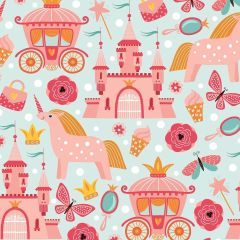 Printed Polycotton Fabric Girls Kingdom Sky at Guineys Ireland