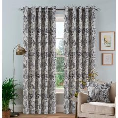 Giza Grey Lined Readymade Eyelet Curtains
