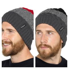 Men's Stripe Fleece Lined Heatguard Beanie Hat