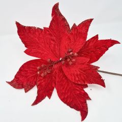 Red Glitter Edge Poinsettia Christmas  Flower