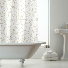 PEVA Shower Curtain with Rings Geo Gold