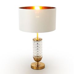 Gold & Glass Table Lamp with White Shade at Guineys Ireland