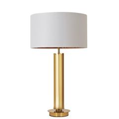 Modern Gold Table Lamp with White Round Fabric Shade at Guineys Ireland