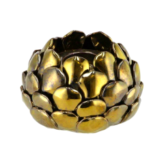 X-Large Heavyweight Gold Effect Acorn Tealight Candle Holder - Online Offer Only