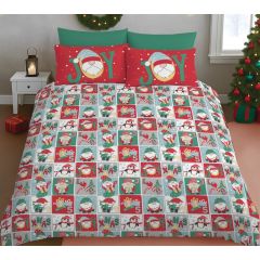 Gonks Advent Christmas duvet cover set in colourful patchwork design