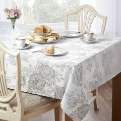 Grace Floral Jacquard Table Cloth in Grey at Guineys Ireland