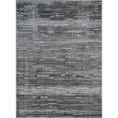 Top-down full view of a modern gray distressed area rug design