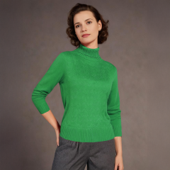 Women's Knitted Polo Sweater Green