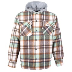 Check Fleece Men's Hooded Shirt Green