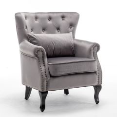 Velour Wingback Chair & Cushion Grey