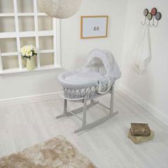 Dimple Wicker Moses Basket Grey