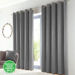 Kerry Thermal Triple Weave Curtains Eyelet Charcoal