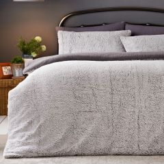 Teddy Fleece Marl Duvet Cover Set Charcoal at Guineys Ireland