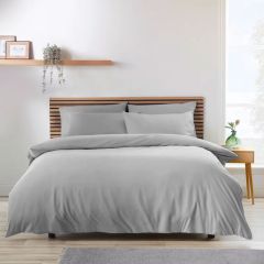 Plain Silver Duvet Cover Set Soft Touch