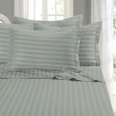 Silver Satin Stripe Fitted Sheet Soft Touch