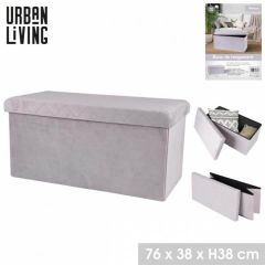 Grey Ottoman Storage Bench Faux Velvet at Guineys Ireland