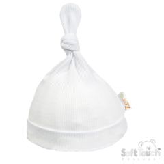 100% Cotton Ribbed Baby Hat White