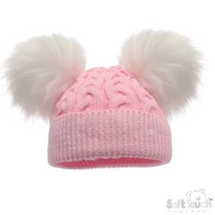 Baby Cable Knit Hat Pink